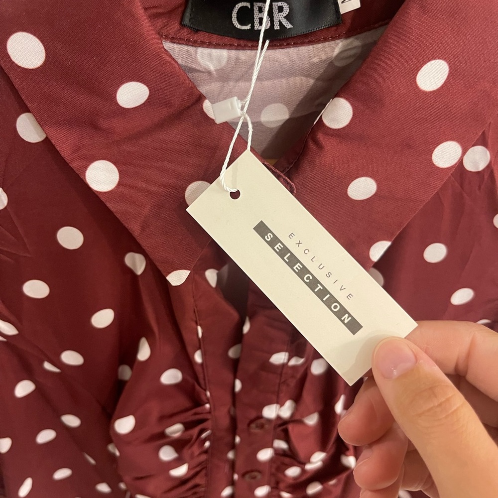 Maroon polka dot dress